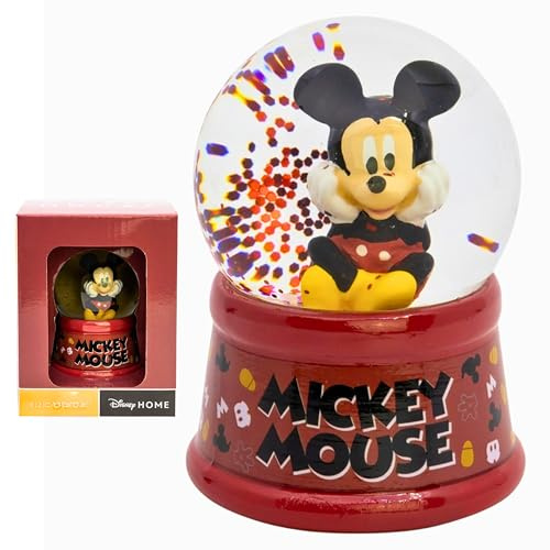 Mickey Mouse Decorative Snow Globe 9.5cm, Glitter Water Snow Dome Collectible Figurine in Gift Box, Premium Glass & Plastic Base for Boys and Girls, Decoration for Home, Bedroom, Desk
