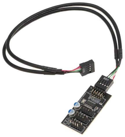 Allayu Hub Splitter 1 To 3 Extension Cable For Motherboard USB 9 Pin Including RGB Cooling LED Fan Usage USB 2.0 Adapter Is Portable And Easy To Carry Around. For Both Personal And Professional. 9 Pin