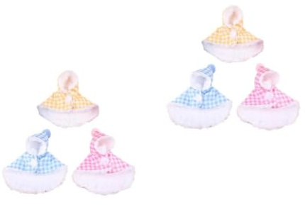 Sewroro 6 Pcs Warm Plush Pet Bird Outfit with Plaid Pattern Parrot Cape for Outdoor Activities, Cozy Winter Bird Cloak Providing Protection and Easy to Carry Design for Small Parrots