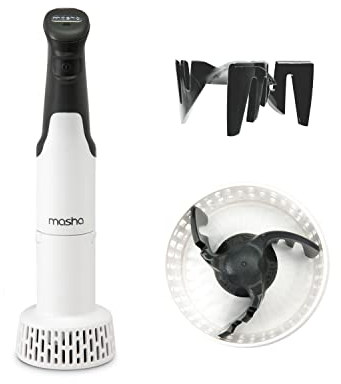 Masha Official Electric Potato Masher Hand Blender 3-in-1 Multi Tool Blends Purees Whisks - Immersion Mixer - Vegetables & Potatoes - Soup Maker
