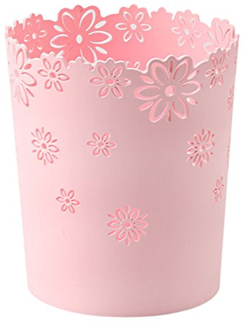 Vicoki Papierkorb, Abfalleimer aus Kunststoff für Büro, Küche oder Bad, Ø 19cm, H 22cm, 19×15.5×22cm, Rosa