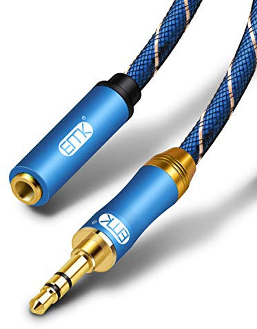 EMK Aux Extension Cable, 3.5mm Audio Extension Cable 3M Male to Female[24K Gold-Plated,Hi-Fi Sound] Nylon-Braided Stereo Audio Extension Cord for Smartphone,Tablets,MP3 Players