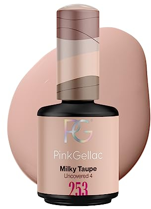 Pink Gellac UV Gel Nagellack - 253 Milky Taupe 15 ml - Lang Anhaltend UV Nagellack Taupe - Gel UV für 14 Tage Nägel in Salonqualität - Made in Holland