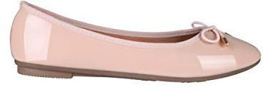 KRISP® Women Ladies Bow Toe Plain Patent Flat Ballerina Ballet Pumps Dolly Shoes Size
