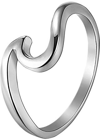 Flongo damring ring ring kvinnor ring BFF midiringar, bloggare knoppar stapla ringar silver guld roséguld med våg design, 52 mm, Silver