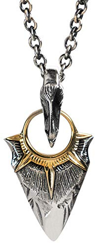 ForFox Vintage 925 Sterling Silber Pfeilspitze Halskette Speerspitze Anhänger mit Adlerkopf für Herren Damen 50cm Kette