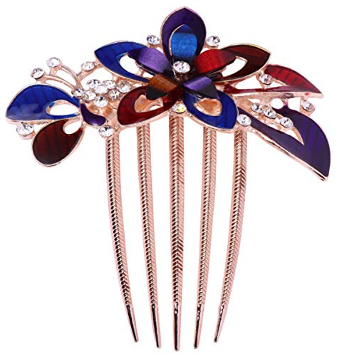Lurrose Brauthaarkamm mit Blumenmuster Eleganter Kopfschmuck Haarschmuck für Hochzeitskleider Party-accessoires für Damen Vielfarbige Design