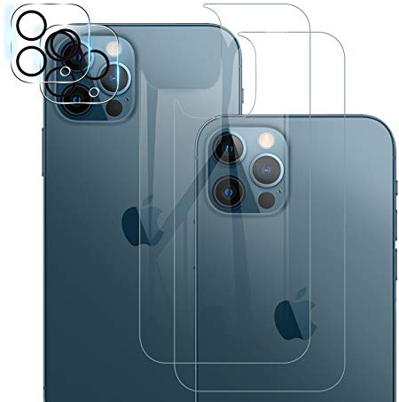 GEEMEE für iPhone 12 Pro 6.1 Hinten für Panzerglas Schutzfolie +Kamera Schutzfolie,【2 Stück +2 Stück】 9H Filmhärte Gehärtetem Schutzglas Hohe Empfindlichkeit Displayschutzfolie