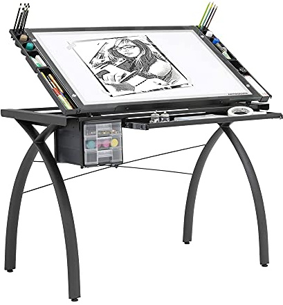 Artograph Futura Light Tracing Table with Storage Drawers, Charcoal Black