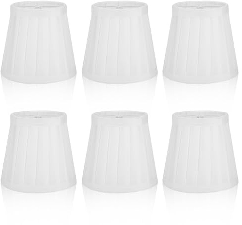 Paralume Tessuto, Set Di 6 Paralumi a Clip per Lampade e Lampadari Bianco, Paralumi Da Comodino E14 Da Parete, Moderna Coprilampada Piccolo per Candela Lampadario Di Cristallo Lampada da Parete