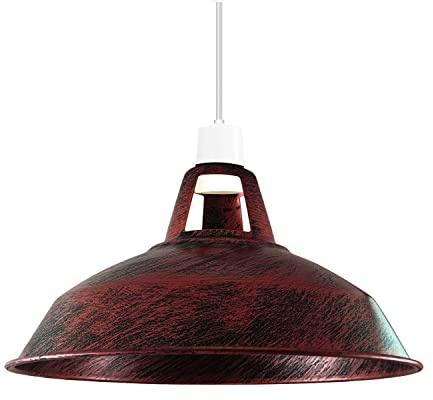 DC VOLTAGE Moderne Retro-Lampenschirme aus Metall, einfache Montage-Lampenschirme, für industrielle Hängeleuchten, Schlafzimmer, Küche, Badezimmer, antiker Lampenschirm (Rustic Red)