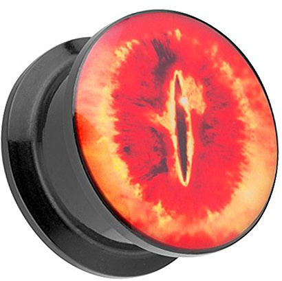Taffstyle Ohr Plug Flesh Tunnel Piercing Ohrpiercing Kunststoff Schraub Schraubverschluß Picture mit Sauron Flammenauge Feuer Auge Motiv
