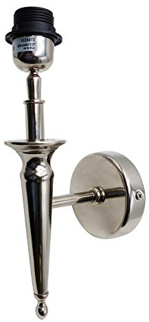 BETTER & BEST Q B&B Q BETTER & BEST Aplique de 1 brazo en forma de antorcha, color plateado. Medidas: 14 x 32; base 10,5 x 10,5 x 1,5 centímetros. Material: metal (referencia: 1223473)