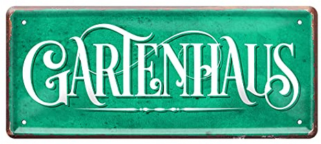 Gartenhaus Blechschild - Retro Metallschild im Vintage Stil für Garten Balkon Terrasse Gartenlaube Loggia - Deko Geschenkidee für Hobby Gärtner und Gärtnerinnen - Türschild Wandschild - 28x12cm