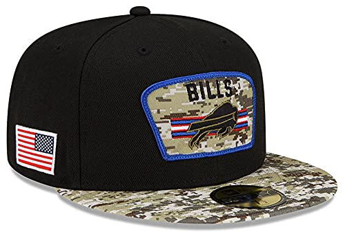 New Era 59Fifty Buffalo Bills KepsEra Herrar - flat brim hatt basebollkeps fitted cap Sluten på baksidan, med skärm Sommar-Vinter Vår Sommar Höst Vinter - 7 3/8 (58,7 cm) svart