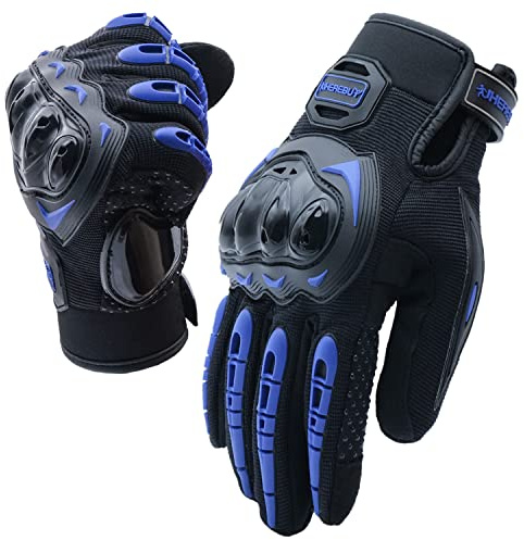 UHEREBUY Motorcycle Gloves Touch Screen Full Finger Riding Gloves Knuckle Protection for Men and Women for Dirt Riding, Road Racing, Cycling, Climbing Work Outdoor Sports (Blue L)