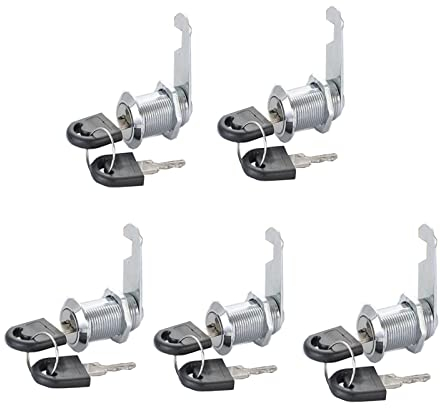 5 Stücke Briefkastenschloss Zylinderschloss, Zylinder Cam Lock, Zylinder Cam Lock Schubladenschloss mit 2 Schlüsseln,Spindtürschloss, Sicherheit Postfachschloss