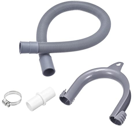 sourcing map Ablaufschlauch-Verlängerungs-Kits für Waschmaschine, 60 cm, grau, für Waschmaschine mit Verlängerungsadapter, U-Biegungs-Schlauchhalter, 2 Klemmen