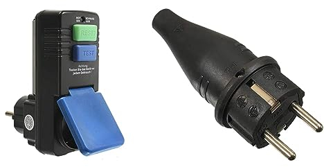 as - Schwabe Personenschutz-Zwischenstecker 30 mA & Gummi-Stecker Schutzkontaktstecker mit doppeltem Schutzkontakt