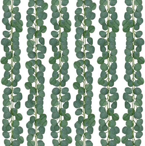 Comtelek 12 Stück Künstliche Eukalyptus Girlande, Künstliche Efeu Girlande Grüne Hängepflanzen Eukalyptus Deko für Schlafzimmer ästhetische Dekoration Zuhause Garten Wand Hochzeit Party