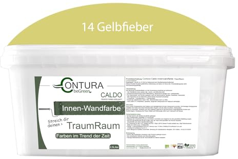 Contura Caldo 2,5 Liter Wandfarbe 35 Farben Deckenfarbe Contura Hohe Profi Deckkraft Klasse 1 (14 Gelbfieber)
