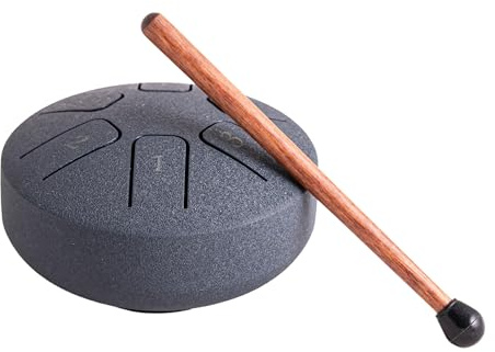 NKlaus Steeldrum C-Dur 4 Zoll 6 Töne Zungentrommel dunkelblau, 1 Stück | Durchmesser: 10cm; Höhe: 5,5cm; für Kinder; mit Klangstab