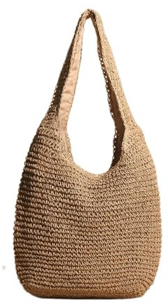 MININAI Sacs Hobo en paille pour femme - Style vintage - Style bohème - En crochet - Tendance - 2024 - Tissé à la main, kaki, Taille unique