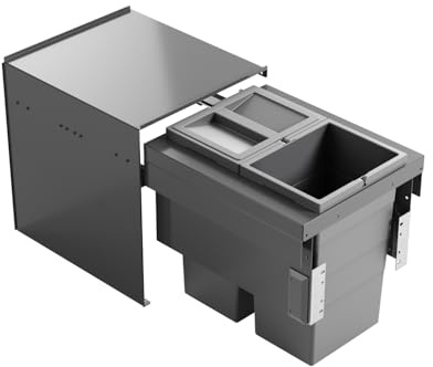 Hailo Abfallsammler 3608601 | Cargo Aqua Abfalltrennsystem für Spülenunterschrank | Trennung in 2x 13 Liter Inneneimer | außermittige Montagemöglichkeit | Dunkelgrau