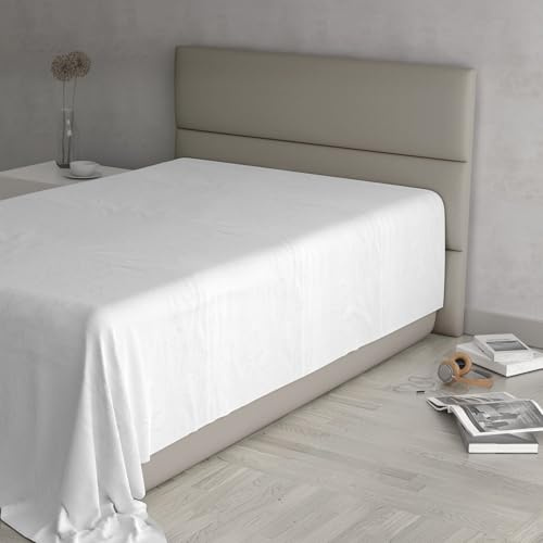Max Color Bettlaken, 100% Baumwolle, einfarbig, Weiß, Einzelbett 150 x 300 cm