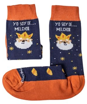 MARRON Y NEGRO - Calcetines Yo Soy de Melchor - Fabricado en España - Perfectos para Regalos - Divertido - 80% algodón - Unisex