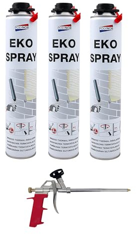 Mousse Isolante Polyuréthane Projetable par Pulvérisation Polynor Pro - 750 ml - Isolation Thermique et Phonique - Excellente Conductivité Thermique 0,030 W/(m*k) (3 + 1 pistolet)