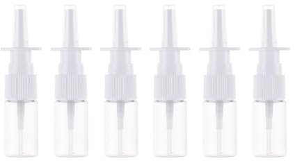 Aiweijia 6PCS Nasal Spray Bottle, 10ml Empty Plastic Nasal Spray Bottles Pump Sprayer Mist Nose Spray Refillable Bottle For Saline Essential Oils