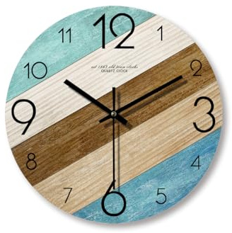 Jauhmui Wanduhr Groß 35 cm Round Holz Quarz Wanduhr für Wohnzimmer Zimmer Büro (06)