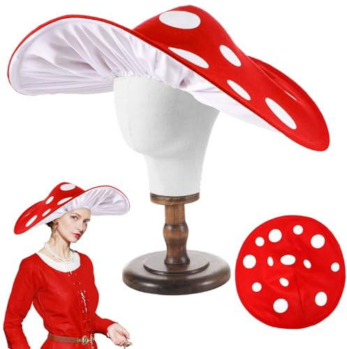 Liitrsh 20 Inch Mushroom Hat Costume Cosplay Accessory Oversized with Wired Brim Cap Felt Hat for Women Men Adult Christmas