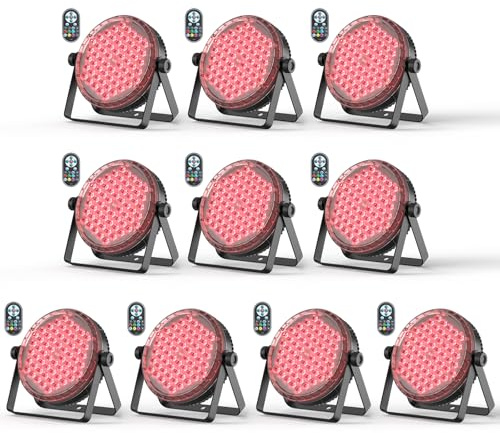 10Pcs 120W Led Par Strahler,4-in-1 RGBW LED Scheinwerfer 60 Led Bühnenlicht mit Fernbedienung,8CH/DMX512 Regenbogeneffekt,Beleuchtung Lampen, für Party, Hochzeit, Bar, Club, Dekoration