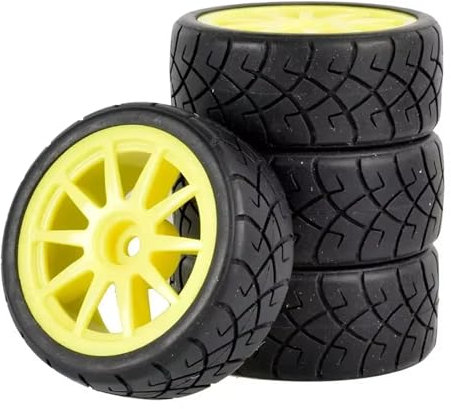 MGHGFYTAS RC Auto Zubehör Kompatibel Mit WLtoys 144001 Und 1/18 1/16 1/10 Autoreifen, 4 Stück RC-Car-Gummireifen Und Kunststoffrädern, 12-mm-Sechskantnabe