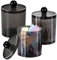 3Pc Organizador Bolas Hisopos Algodón con Tapa Protegida Contra Polvo, Caja Dispensador Bastoncillo Negro Transparente, Contenedor Brochas Cosmético Maquillaje Baño,Soporte Almacenamiento Almohadillas