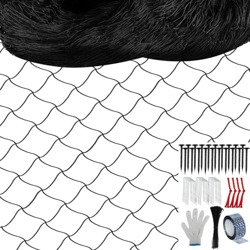 Unves 50 x 50 Ft Bird Netting, 2.4 Square Mesh Bird Net for Chicken Coop, Nylon Heavy Duty Poultry Netting Garden Protection for Chicken Run, Protect Plants Fruit Trees from Deer and Animals