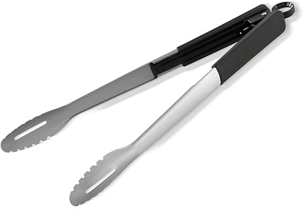 Enders® Edelstahl Grillzange, Küchenzange, Grillbesteck, Grillzubehör, BBQ, Grillwerkzeug, für Enders® Elektro-, Kohle- oder Gasgrill, silber/schwarz, #8779