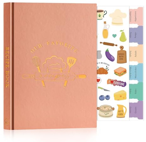 Lanpn Libro di Ricette da Scrivere, A5 Quaderno per Ricette Il Mio Ricettario in Pelle, Recipe Cook Journal Book to Write in Your own Recipes, Libri di Cucina Cooker Girl Libro, Rosa, Inglese