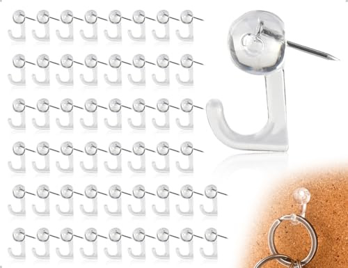 KAPSING 50 Stück Push Pin Haken,Kunststoff Köpfe Pin,Clear Wall Thumb Tacks,Reißzwecke mit Box,verwendet für Wandtafel Bild Foto Kalender Karte Büro Zuhause Dekoration School Supplies