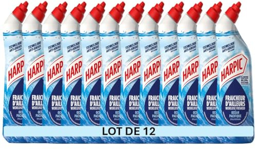 Harpic - Lot de 12 Gels WC - Nettoyant Fraicheur d'Ailleurs Parfum Océan Pacifique