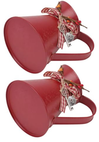 Jarra Decorativa de Hierro Rojo, 2 Piezas, Estilo Rústico