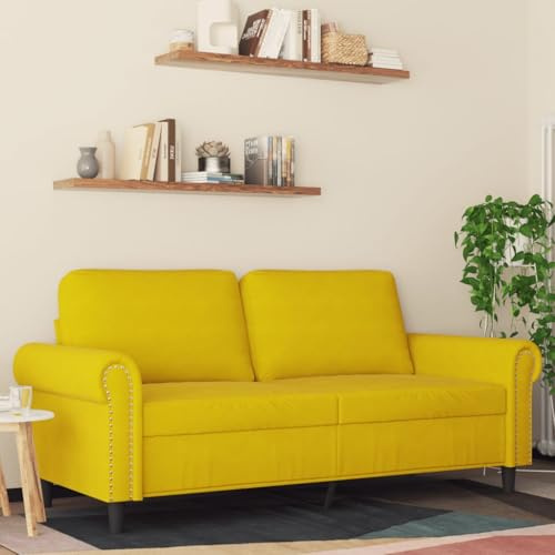 MOBCANT 2-Sitzer-Sofa Gelb 140 cm Samt Wohnlandschaft Couch Couchgarnitur Schlafsofa für Wohnung Schlafzimmer Büro Empfangsraum