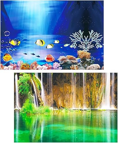 yueXinCh Aquarium Background Underwater Poster Double-sided Pattern Fishbowl Stickers Fish Tank Wall Decorations Sticker PVC Coral Aquarium Decor Backgrounds Underwater Poster 42 * 30 cm
