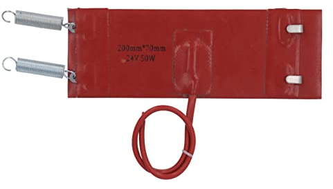 Klanata Silicone Oil Pan Heater Pad, 50W 12V/24V Flame Retardant Universal Engine Heater with Built-in Thermostat, Easy Install for Car Boat Tractor Truck (DC24V)