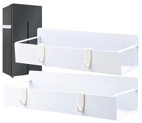 Ylnailky Porta Tazze Magnetico,Porta Bicchieri Magnetico per Frigorifero - 2 Pezzi Mensola Tazze Senza Foratura Con 4 Ganci Per Cucina Casa Sala Da Pranzo