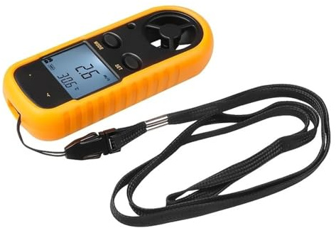 Anemometer 0-30m/s Wind Speed Meter Air Velocity Airflow Temperature Tester -10°C to 45°C LCD Backlight with Lanyard