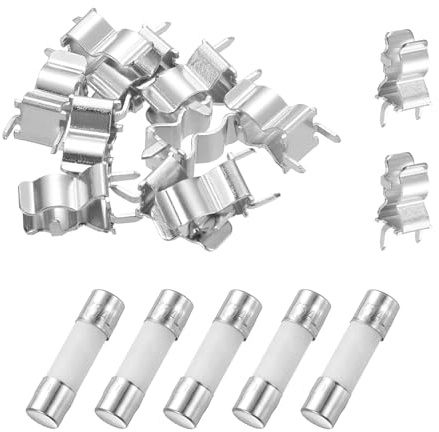 QUARKZMAN 5Pz 5A 250V Fusibile Ceramico A Lenta Azione, 5 Fusibili A Cartuccia Ritardati 5x20mm Con 10 Pz Clip