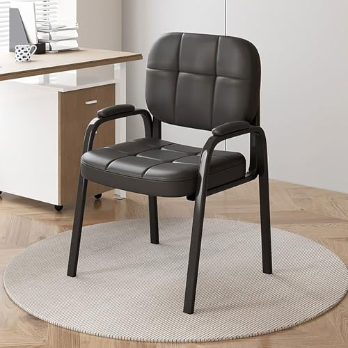Sillas for Salas de conferencias Sillas for visitas y recepción de oficinas con reposabrazos tapizados for recepciones y reuniones de Oficina(Black)